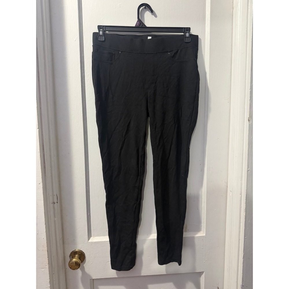 Seven7 Black Rear Pocket Leggings Women Large Zipper Detail Pull On Skinny Pants